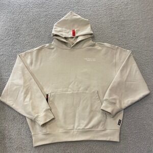 ASRV Wings Graphic Hoodie Mens XL Beige Oversized Aerosilver Fleece Sweatshirt